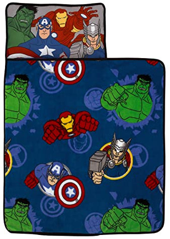 Marvel Avengers Fight The Foes Blue, Red, Green Hulk, Iron Man, Thor, Captain America Preschool Toddler Nap Mat
