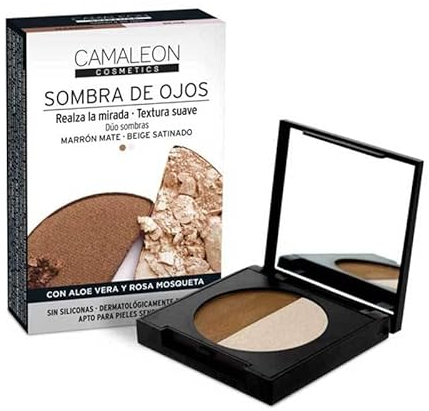Camaleon Cosmetics - Palette Ombra Occhi - Colore Marrone e Beige - Senza Siliconi - Con Olio di Rosa Mosqueta - 1 Pezzo - 3 gr