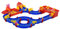 HOMCOM Playset acuático de 78 piezas con agua y arena, ruta acuática para niños de 3 a 6 años con accesorios y piezas componibles, de polipropileno, 123 x 111 x 7 cm, azul y rojo