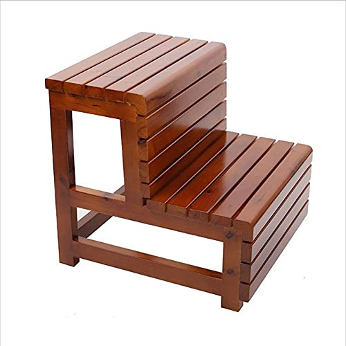 ZDW Step Stools Bath Stool, Wooden Sofa Footstool Step Bench Multi-Function Wooden Ladders Kitchen High Stools Home Climbing Ladder Stool Folding Stairs Pedal/Brown