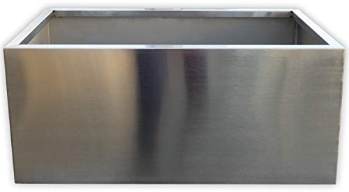 Köhko® Designer-Pflanztrog aus Edelstahl Viva 80 x 36 x 32 cm | matt gebürsteter Pflanzkübel eckig & groß