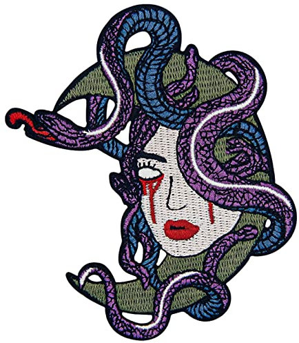 Bleeding Medusa Schlange Winding The Moon Patch Embroidered Applique Badge Iron On Sew On Emblem
