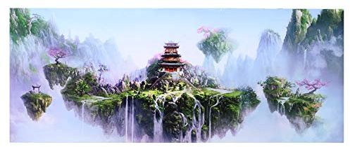 Alvinlite 3D Effekt Aquarium Hintergrund, 61 x 30cm, Schloss Im Himmel Selbstklebende PVC Aquarium Rückwandfolie Wandbild Dekorative, Aquarium Folie Rückwand, Reptilien Terrarium Tapete