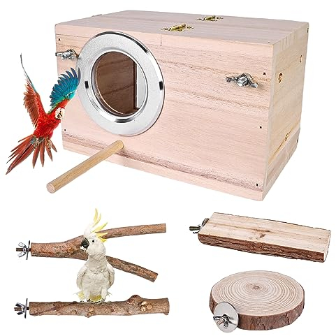 Sittich Nistkasten Vogelhaus, Vogelhäuschen Aus Naturholz Kleines Vogelnest, Wellensittich Nistkasten Transparentes Design, Haustier Holz Sittich Nistkasten Vogelhaus für Kleine Vögel Wie Finken