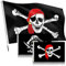 2 pcs 150 * 90cm,Drapeau de Pirate,Drapeau de CrâNe De Pirate,Drapeau Pirate Tête de Mort,Grand Drapeau Pirate,Résistants Aux Intempéries,pour La Décoration d'Halloween,Les Jeux De Rôle De Pirates