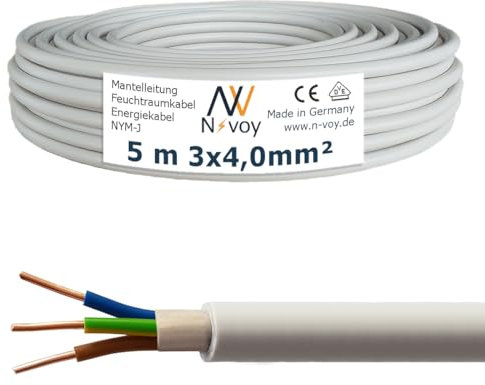 NYM-J 3x4,0 mm² 5m (Var.5-50m) Mantelleitung Installationskabel Stromkabel Elektrokabel Wärmepumpe M174