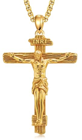 ZIPPICE Jesus Kreuz Halskette 925 Sterling Silber Crucifix Anhänger Kreuz Kette Amulett Halskette Schmuck Geschenk für Damen Herren Frauen Männer with 2.5mm 22+2 Edelstahl Kette Ostern Geschenk