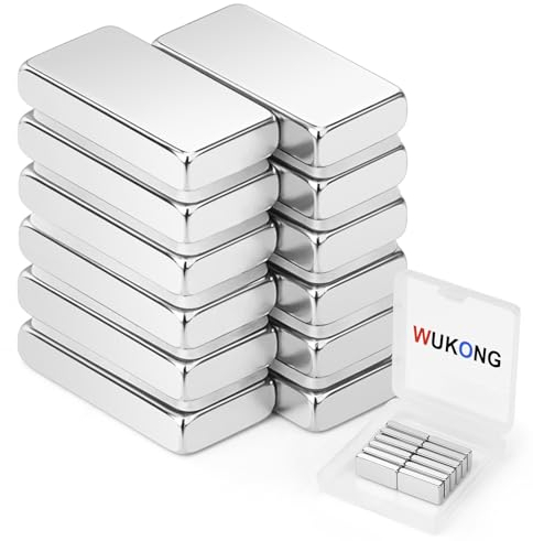 Wukong 20x10x4mm Strong Bar Magnet - 12 Pieces Rare Earth for Refrigerators, Whiteboards, Bulletin Boards, Offices, Homes and Creative DIY Scenes
