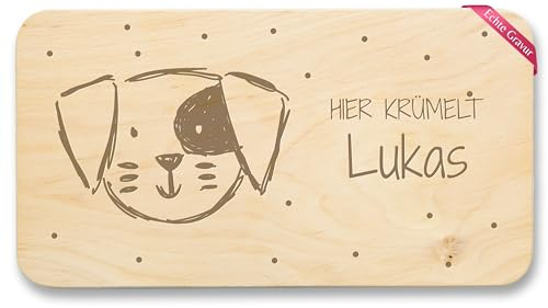 Frühstücksbrettchen Holz Natur - Hund I Tier Motiv I Hunde Kinder Geschenk mit Name - 22x12 - Holz - brett kind personalisierte geschenke hundeliebhaber hundebesitzer tiermotiv brettchen