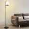 ZMH Stehlampe Wohnzimmer Industrial Standleuchte - Schwarz Modern Stehleuchte mit Fußschalter Metall Design aus Weiß Glas Standlampe E27 Vintage Bodenlampe für Schlafzimmer Büro kinderzimmer