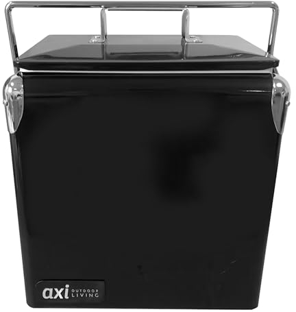 AXI Retro Mini Getränkekühler in Minzgrün | Kühlwagen/Kühler klein mit Deckel & Flaschenöffner | Kühlbox 13 Liter für den Garten/Outdoor