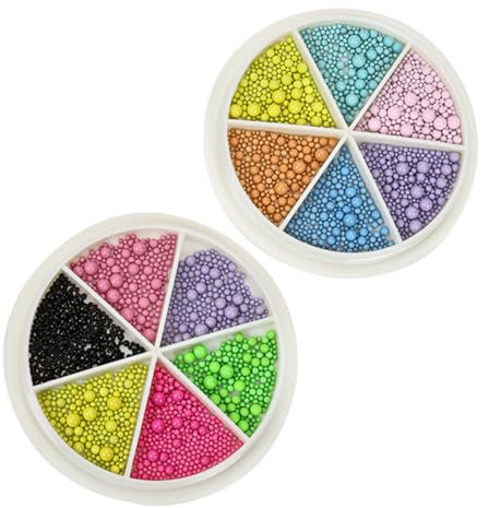 FRCOLOR 2 Boxes Nail Colored Steel Balls Beads on Nails DIY Nail Charms Micro Pixie Beads Nail Accessories Charms Metal Nail Charms Small Nail Charms Decor Petal Miss Miniature