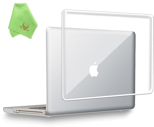 UESWILL Custodia per MacBook Pro 2008-2012 33 cm modello A1278, trasparente | con CD-ROM, trasparente lucido, include custodia rigida + panno in microfibra
