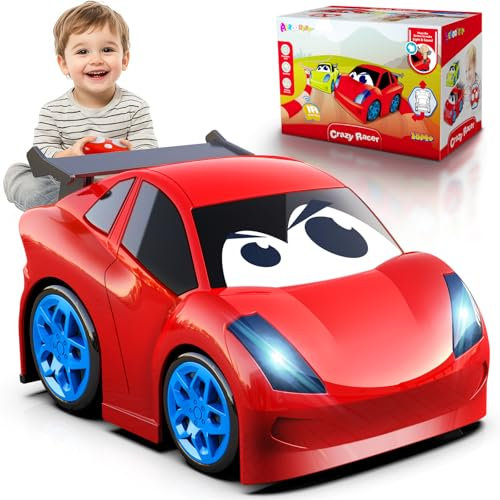 AEROQUEST Remote Control Cars, Kids RC Car Toy Age 3+, Cartoon Cars with Lights and Music Birthday Gifts for Boys Girls