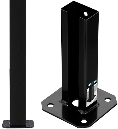 KOTARBAU® Pfostenträger für Zaunpfosten aus Metall, 60x40 mm, Stahl | für Doppelstabmattenzaun Pfosten, Aufschraubhülse, Pfostenschuh zum Aufschrauben, Wetterfest, Pulverbeschichtet, Schwarz