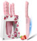 Kitchen Knife Block Set, 6 Piece Pink Kitchen Set with Flower Acrylic Stand, Ultra Sharp Chef Knife Set with Stainless Steel Blades, Professional Knives Set with Ergonomic Soft Handle (Pink)