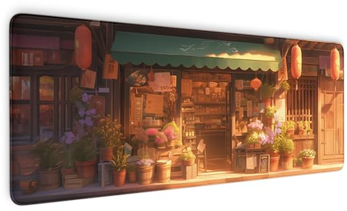 Gaming Mauspad XXL - 4 mm Dicke, Ultra-Glatte Oberfläche, Mousepad mit vernähten Rändern, rutschfest, modern, langlebiges Gaming Setup inkl. Desktop Wallpaper (Japan Store, 800 x 300 x 4 mm)