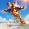 Giraffe Sunshine Sunglasses Photo Wallpaper - 200 x 140 cm Non-Woven Premium Fleece Wall Mural - High Definition Art Print Teen Bedroom Game Room Decoration Photo Mural