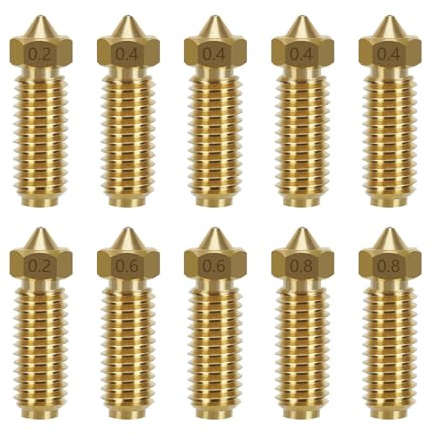 10 PCS Kobra 3/Kobra S1 Messing Düse Kit Hochtemperaturbeständige | Verschleißfeste mit 4PK 0.4MM & 2PK 0.2MM & 2PK 0.6MM & 2PK 0.8MM Düse für Anycubic 3D-Drucker Zubehör