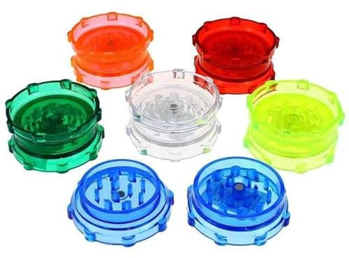 Plastic Herb Grinder 3 Part Magnetic Shark Teeth Assorted Colours, 60mm 3 Piece Herb Grinders, Portable and Pocket Size, Smell Proof Airtight Stash Compartment (2 Part 52MM)
