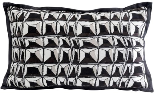 Kare Design Kissen Cut Pile, Schwarz/Weiß, Abnehmbarer Bezug mit Reisverschluss, mit Füllung, Dekokissen, Zierkissen, Wohnaccessoire, Bezug in Samtoptik, 50x30 cm (H/B)