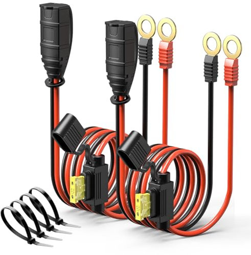 2 Pack M10 18inch Wires Harness Compatible with NOCO GC008 X-Connect, Genius Smart Battery Chargers Extension Eyelet Terminal Accessory