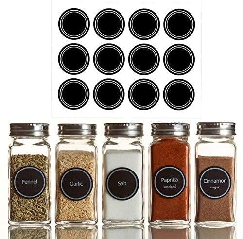 Lot de 60 étiquettes autocollantes rondes étanches pour pots à épices C2Z3