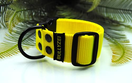 Halsband Gr.S Neon-Gelb, Extra Breit 4cm, Nylon genietet und genäht