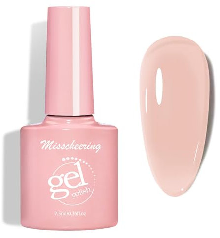 Jelly Gel Nail Polish - Sheer Nude Translucent Neutral Color for French Tip and Manicure - Soak Off UV LED Varnish for Nail Art at Home