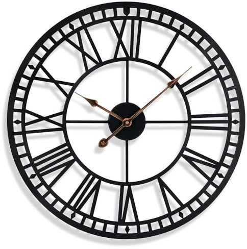 Warminn Groß WanduhrOhne TickgeräUsche 40cm Lautlos Römische Ziffer Quarz Batterie Betriebene Wanduhr Einfach zu Lesen für Zimmer Zuhause KüChe Schlafzimmer Büro Schule (40cm)