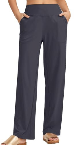 Timuspo Jogginghose Damen Weites Bein Lang Lässig Yogahose Große Größen Bequeme Yoga Pants High Waist Activewear Hose Sporthose Tief Grau L