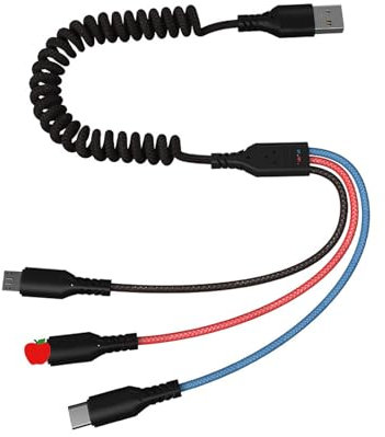 3 in1 Retractable Phone Charger, 1.2m Multi Charger Cable, USB Multi Charger, Fast Charging Cord with Type C, Lightning, Micro USB Phone Port Compatible with Phone Android Galaxy Huawei Nexus Lg Sony