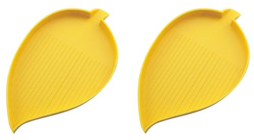 JCBIZ 2pcs Leaf Paste Drilling Tools Sieve Tray Rhinestone Flip Tray Yellow Diamond Art Tray Leaf Bead Rhinestone Sorting Tray Storage Box DIY Diamond Painting Tools Sieve Tray