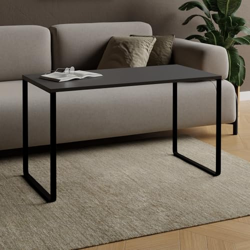 AKKE Couchtisch Wohnzimmertisch Beistelltisch Mit Metallbeinen Laminierte Platte Höhe 55cm Tisch Für Wohnzimmer Modern Loft Stil Crespo Dunkler Graphit 50 x 50cm