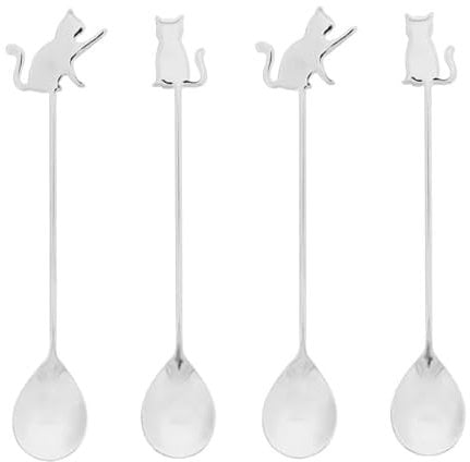 Pylones - Set mit 2 Kaffeelöffeln – Catuccino Katze Silber