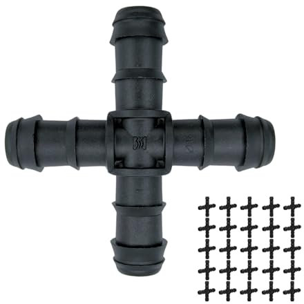 IBRIQO® Lot de 25 raccords triple en croix - Y - Tuyau 16 mm - Arrosage goutte à goutte, jardin, plantes, terrasse, arroseurs, nébuliseurs, diffuseurs
