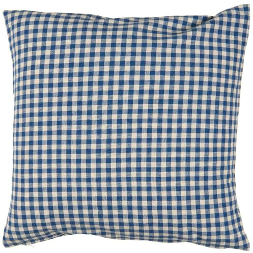 IB Laursen Kissenhülle Lucas Blau Karo 50x50 Kissenbezug Baumwolle