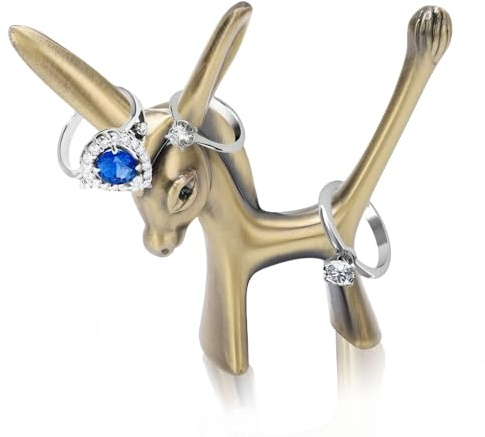 Tomedny Jewelry Holder, Cast Iron Donkey Ring Holder Stand for Jewelry Donkey Jewelry Organizer Wedding Ring Display Holder for Women