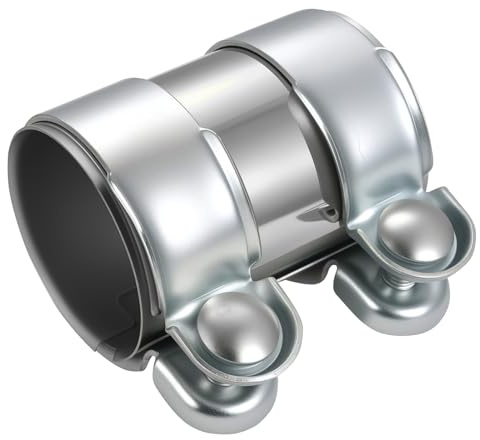 1 Pcs Abrazadera de Escape de Coche, 60 mm x 95 mm Doble Abrazadera Escape Coche, Doble Manguito de Acero Inoxidable, conector Sujeción para Escapes acoplador de silenciador