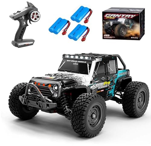 Ledovan 70KM/H Bürstenlose Ferngesteuertes Auto für Erwachsene, 1/16 RC Wasserdichtes Monstertruck, 2.4GHz All Terrain Offroad Drift Car, 4WD RC Buggy, 3 Batterien(Blau)