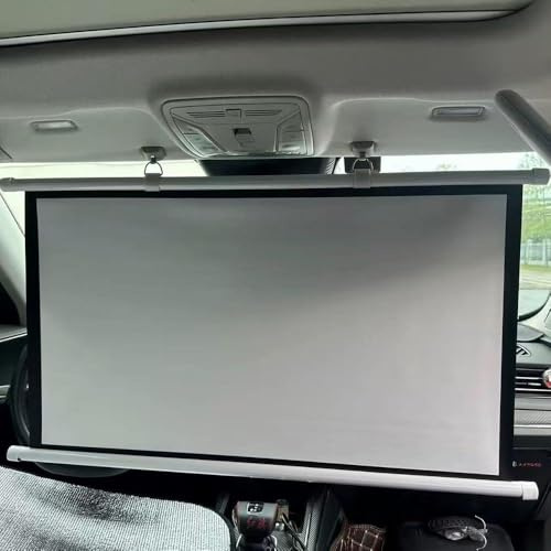 OPOLDBDMAC Mini Projection Screen Manual Retractable Car SUV Movies Screen Portable Projector Screen Small For RV Motorhome,40in Pull Down And Roll Up Screen Little(White)