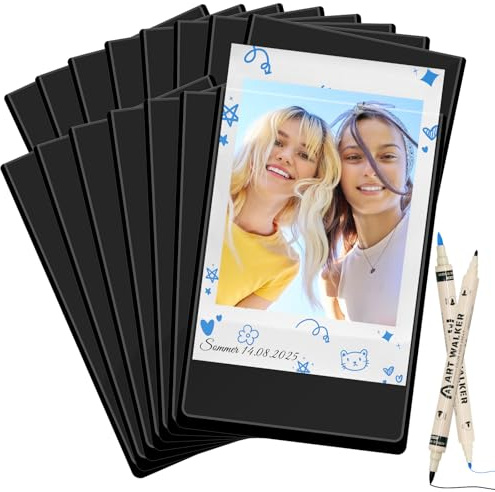 ZYNERY 15 Stück Magnet Bilderrahmen Kühlschrank für Polaroid Instax Mini Film 9,3 x 6,3 cm Mini Bilderrahmen Magnetisch Schwarz Magnetrahmen Kühlschrank für Fotos Postkarten DIY Dekoration