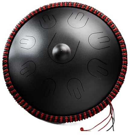 Hluru 14 Zoll 9-Noten-Stahlzungentrommel D-Moll Professionelles Schlaginstrument Handpan-Trommel for Yoga-Meditations-Anfänger(Black)