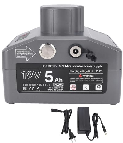 Marhynchus Alimentation Portable pour Mini Antenne 95 Wh 19 V 5 Ah avec Adaptateur de Tuyau, Alimentation pour Mini Antenne, équipement pour Camping, Randonnée, Voyage (1)