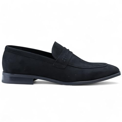 Infinity Leather Dolcetto Herren-Mokassins aus schwarzem Wildleder, Elegante Slipper