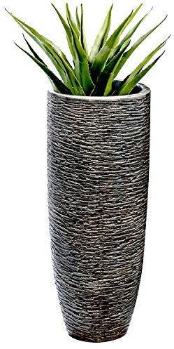 Casablanca großer Pflanztopf XXL rund aus Fiberglas - wasserdicht ohne Abflussöffnung - Pflanzkübel XL für den Innenbereich - mit Pflanzeinsatz Topf - Deko Wohnzimmer - Farbe: Bronze Höhe 90 cm