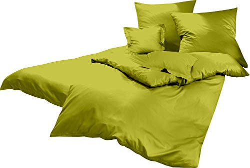 Lorena Uni Classic Bettwäsche Mako Satin Baumwolle einfarbig (Granny, 135 cm x 200 cm inkl. 80x80cm Kissen)