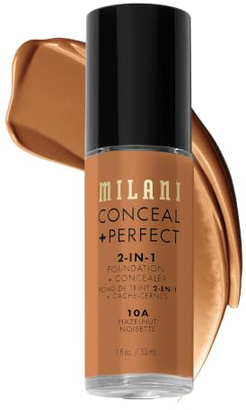 Milani Conceal + Perfect 2-in-1 Foundation + Concealer Makeup -10A-Hazelnut