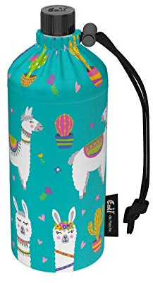 Emil Trinkflasche aus Glas für Mädchen & Jungen isolierte Glasflasche für Schule, Freizeit, Sport: Kinder & Eltern Alpaka 0,4l