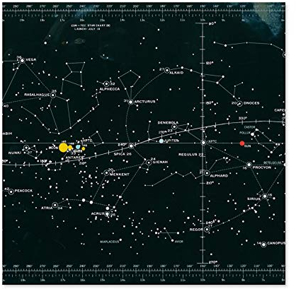 Space CSM-TEC Apollo 11 Star Chart Map Galaxy Premium Wall Art Canvas Print 24X24 Inch Platz Karte Wand